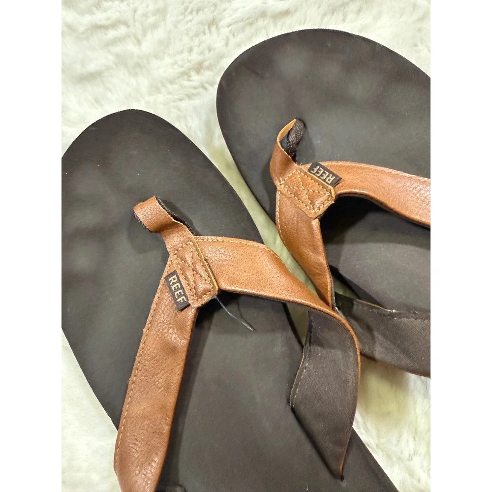 Reef Twinpin Flip Flops 12 Brown Men Surf Beach Sandals Thong Coastal Beach